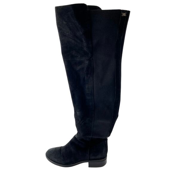 Sam Edelman Women's Black Suede Block Heel Zip Up Round Toe Tall Boots Size 6 - Picture 1 of 7